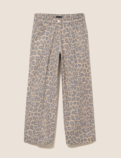 Pantalon Femme Cidre Taille Large Imprimé Léopard Doré - Taille XL, 100% Coton, Neuf Avec étiquette
