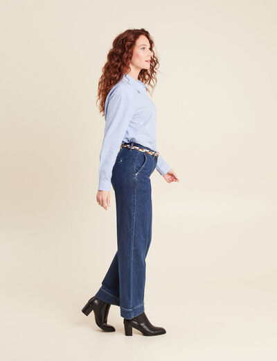 Jean large ceinturé denim stone femme