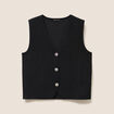 Gilet sans manches col v doubl&eacute; noir femme