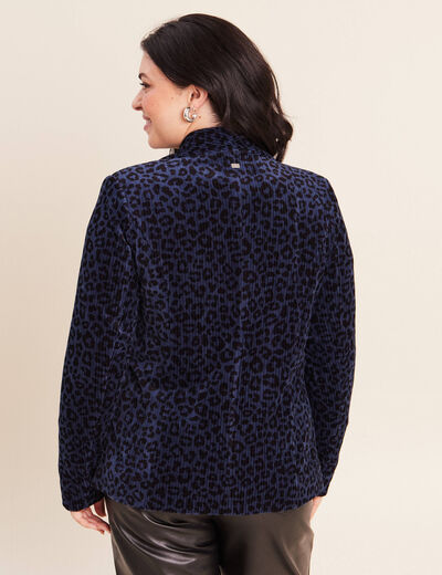Veste tailleur velours bleu femme