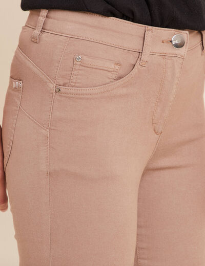 Pantacourt droit taille standard taupe femme