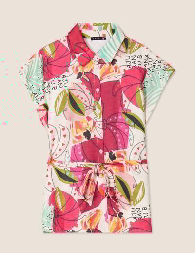 Chemise fluide manches courtes rose femme