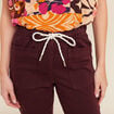 Pantalon coupe droite à coulisse bordeaux femme