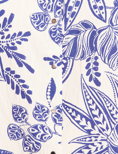 Chemise fluide manches courtes bleu femme