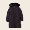 Doudoune déperlante longue à capuche noir femme