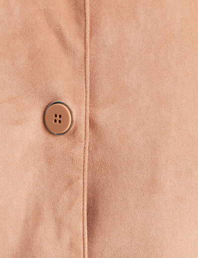 Veste courte droite aspect daim marron clair femme