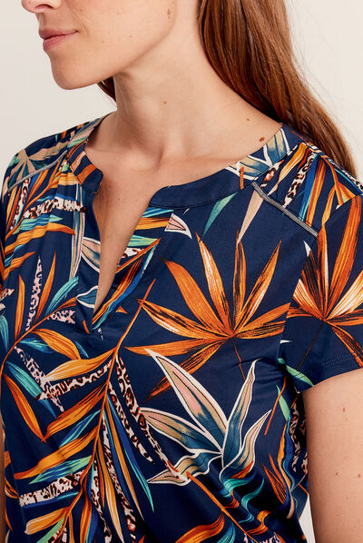 T-shirt manches courtes bleu marine femme