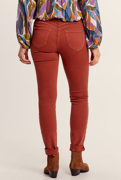 Jean magique ajusté taille standard marron cognac femme