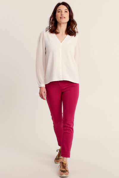 T-shirt manches longues blanc femme