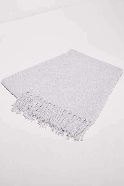 Écharpe à franges gris clair femme