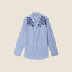 Chemise manches longues brodée bleu femme
