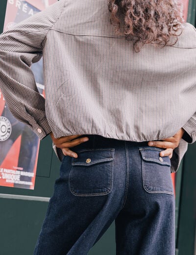 Veste col montant doubl&eacute;e marron femme