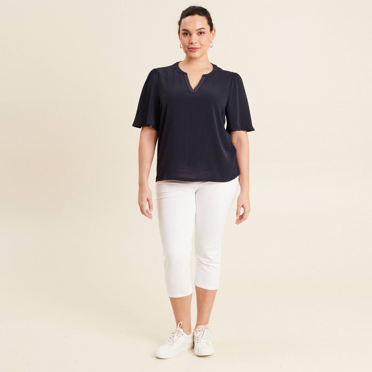 T-shirt manches courtes bleu foncé femme