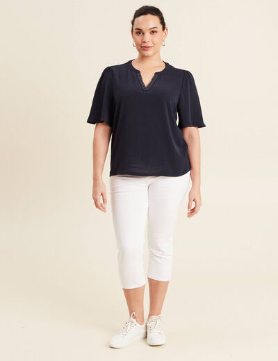 T-shirt manches courtes bleu foncé femme