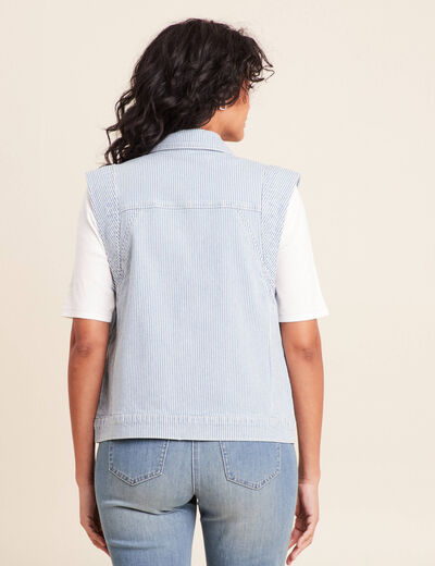 Veste sans manches en jean bleu femme