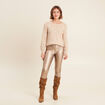 Pull manches longues sequins couleur or femme