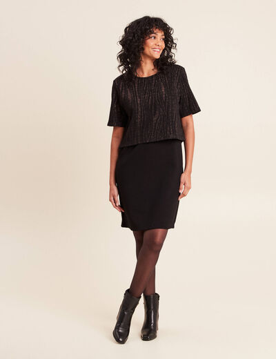 Robe bi-mati&egrave;re droite noir femme