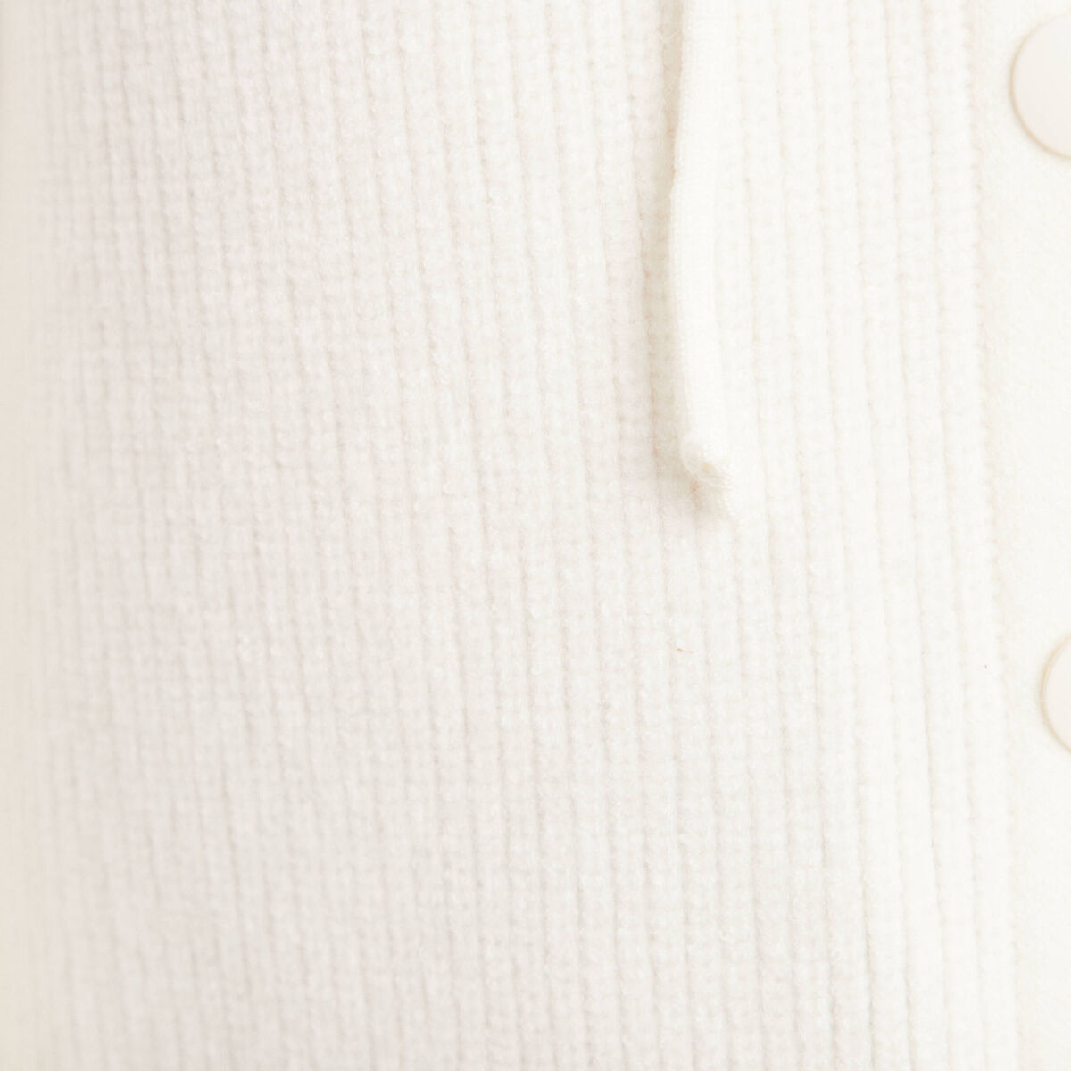 Gilet mi-long à capuche bas resserré ecru femme