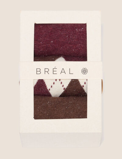 Coffret lot de 3 paires de chaussettes multicolore femme