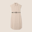 Robe chemise droite ceintur&eacute;e sable femme