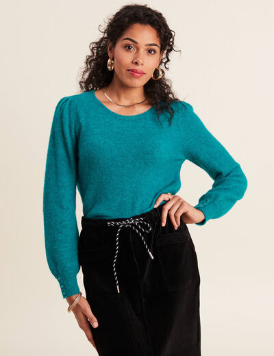 Pull manches longues vert canard femme
