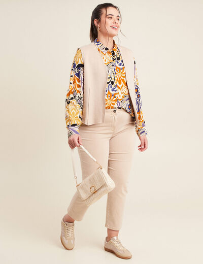 Jean coupe droite 7/8&egrave;me denim beige femme