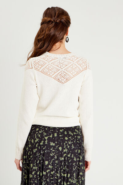 Pull col rond ivoire femme