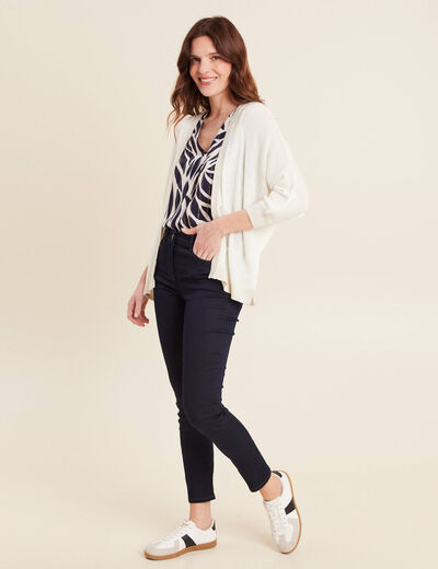 Gilet manches 3/4 ecru femme