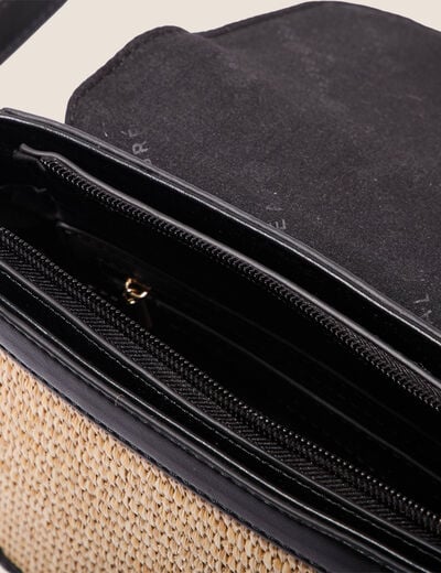 Sac rectangulaire à rabat noir femme