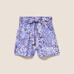 Short droit ceintur&eacute; bleu femme