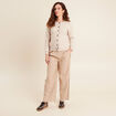Gilet droit mi-long col rond beige femme
