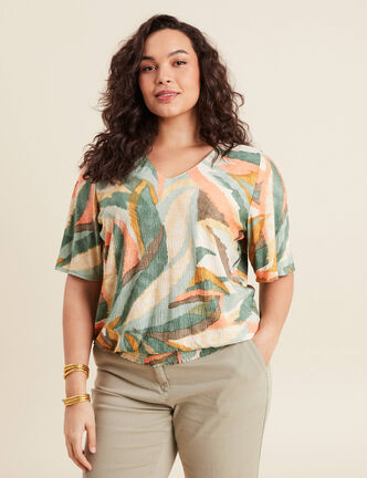 Blouse manches courtes multicolore femme