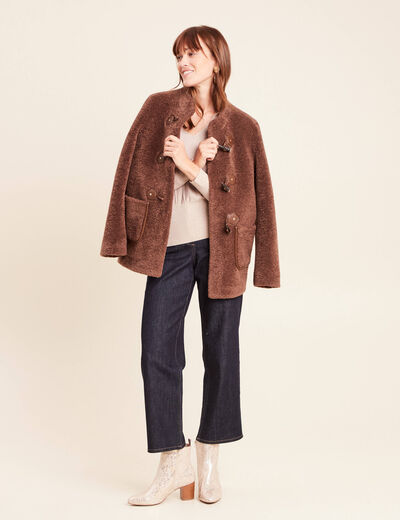 Pull col v manches longues brillant couleur or femme