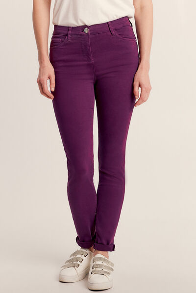 Jean magique ajusté taille standard violet foncé femme