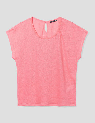 T-shirt manches courtes rose fushia femme