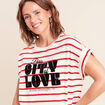 T-shirt droit col rond manches courtes rouge femme