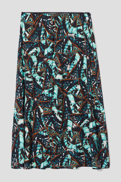 Jupe midi évasée fluide vert pastel femme