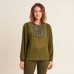 Blouse manches longues vert olive femme