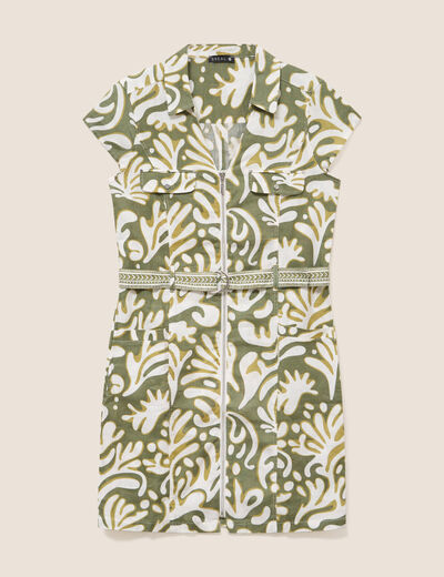Robe droite zipp&eacute;e vert femme