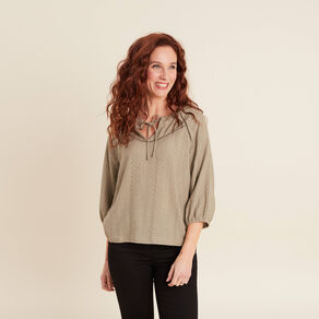 Blouse manches 3/4 vert clair femme