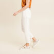 Pantalon coupe droite à coulisse blanc femme