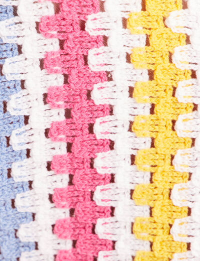 Polo manches courtes aspect macram&eacute; multicolore femme