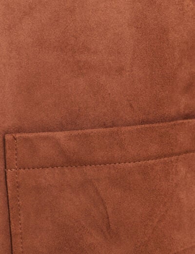 Veste courte doubl&eacute;e marron fonc&eacute; femme