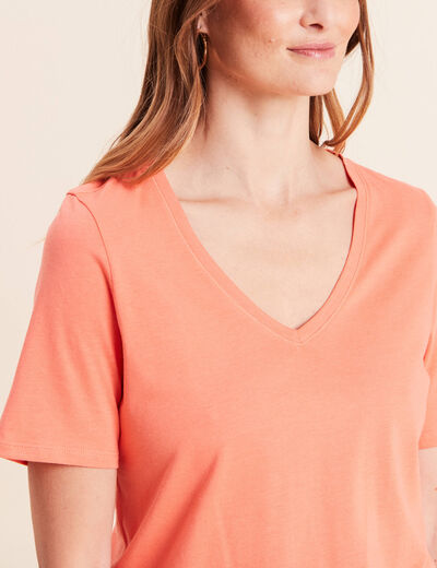 T-shirt manches courtes orange fluo femme