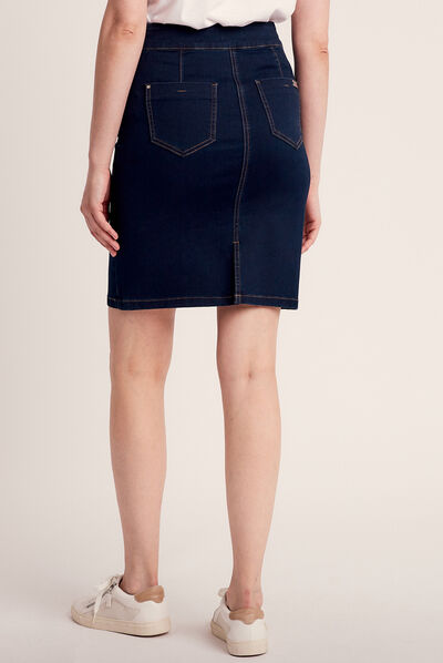 Jupe droite en jean à pont denim brut femme