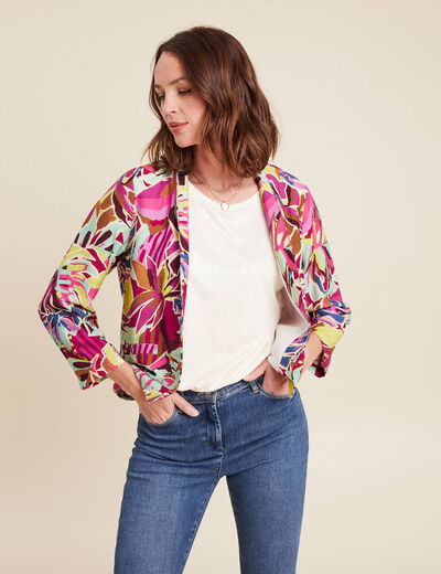 veste courte bas resserré doublée mauve femme
