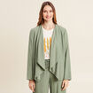 Veste fluide col cascade vert kaki femme