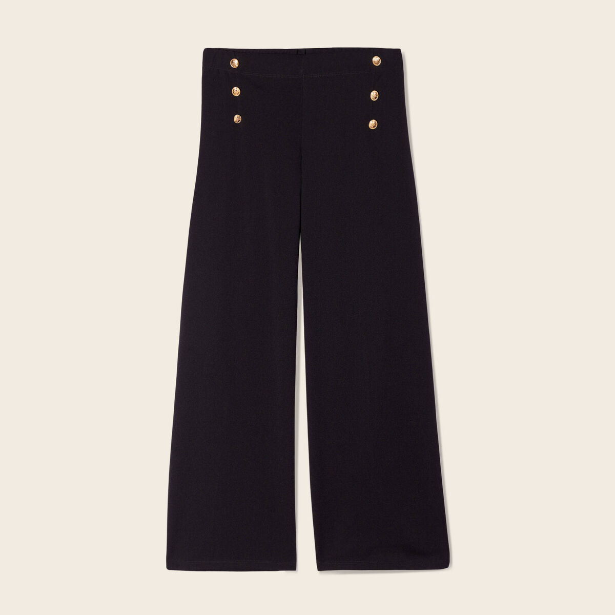 Pantalon coupe large &agrave; pont noir femme