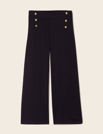 Pantalon coupe large &agrave; pont noir femme
