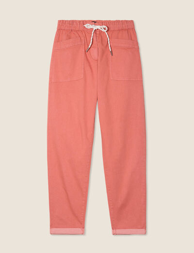 Pantalon coupe droite à coulisse vieux rose femme